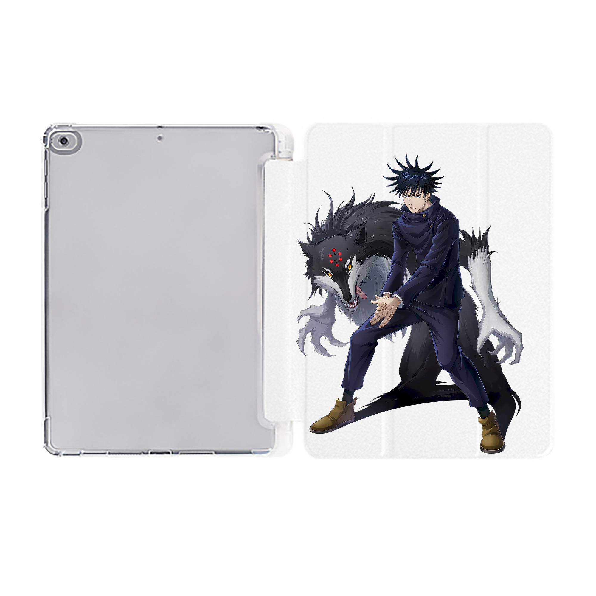 （画像用） 呪術廻戦 Jujutsu Kaisen IPad ケース ペン収納付き 三つ折りスタンド PUレザー×シリコン 対応機種9.5/10.5/10.9インチ